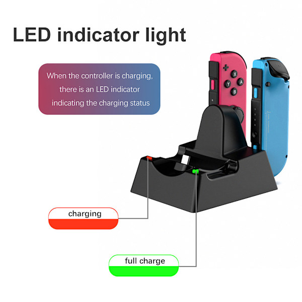 Laddningsdocka för Switch/Lite/Joy-Con/ PRO Compact Charger Stand Station med LED-indikator och typ C laddningskabel