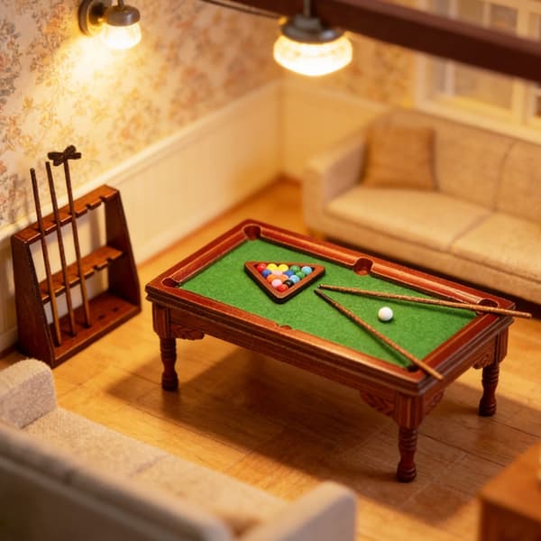 1:12 Skala Miniature Poolbord Mini Træ Billard Model Layout Rekvisitter Gave
