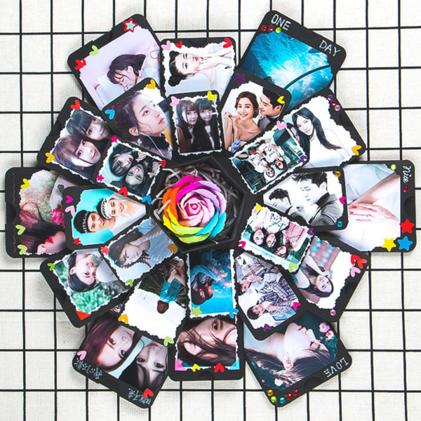 Gör-det-själv handgjorda överraskningsexplosionslåda för kreativa flerskiktsfotoalbum för case