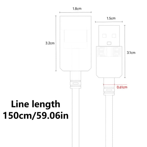 USB-forlengelseskabel USB2.0-forlengelseskabel hann til hunn rask dataoverføring