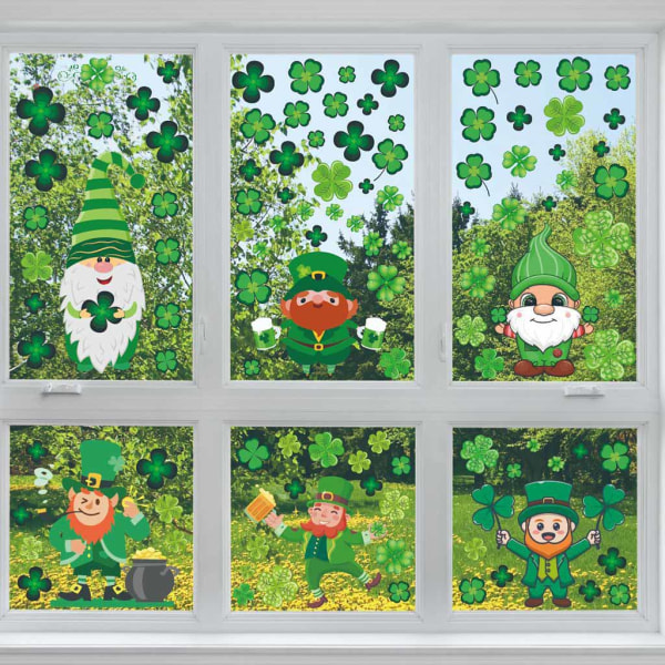 Saint Patrick's Day Gnome Stickers Set med 6 irländska svenska Gnome Ornament Sets