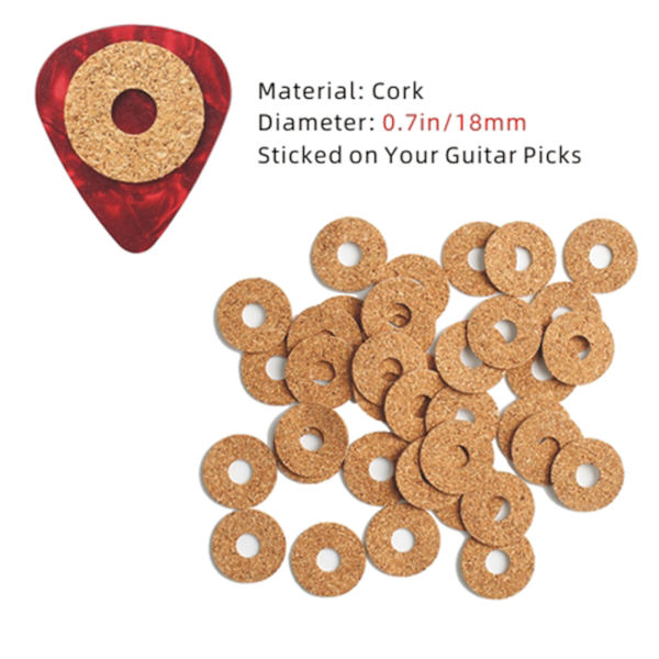 20st Gitarrplock Korkgrepp Antisladdgrepp Plektrumdelar 18 mm/0,70 tum Tejp Kork klistrad på Pick Förhindra glidverktyg
