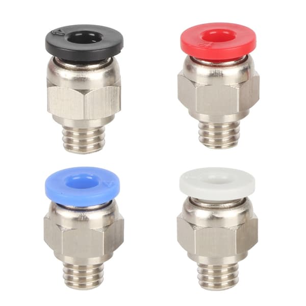 Förpackning med 4 Pneumatiska Matarrörskopplingar i Metallplast 4x2,5mm
