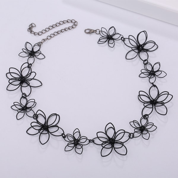 36cm Utsökt blommigt svart halsband Nyckelbenskedja Blomhalsband Snygga korta Choker-smycken för barnbarn syster