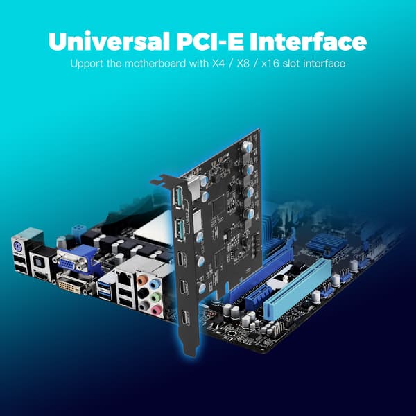 20 Gbps USB 3.2 PCIe-kort 5-portars PCI-E till USB3.2 Typ C expansionsadapterkort