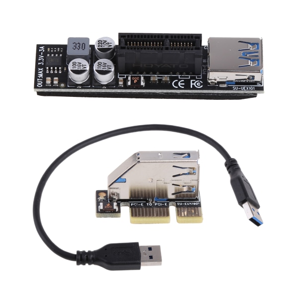 PCIE PCI-E PCI för Express X1 till PCIE X1 Riser Bus Card Högeffektiv adapterkonverterare USB 3.0-kabel för stationär PC 0.6m