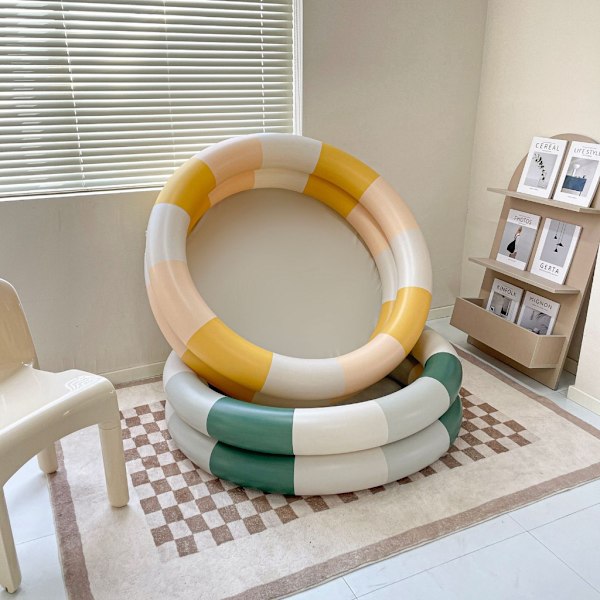 Uppblåsbar pool för barn Återanvändbar baby Bärbar liten pool Rund pool inomhus barnpool Beige 120