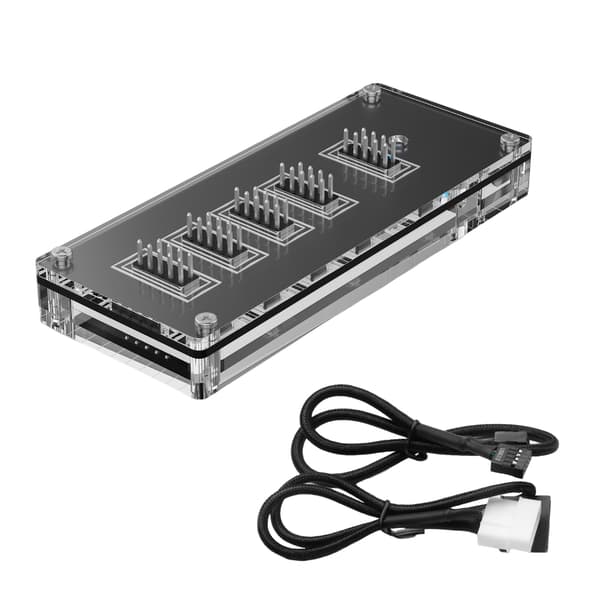 9-pinners USB-header-splitter med SATAs strømkabel, intern USB HUBs-utvidelse