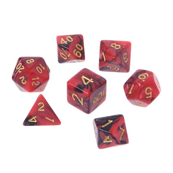 49 stk. Assorterede polyedriske terninger i resin med pose til DND RPG spil D4 D6 D8