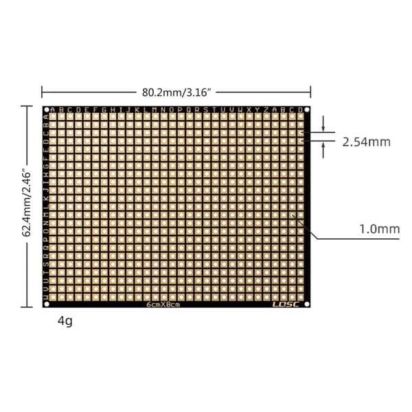 Flexibel dubbelsidig PCB FR4 0,4 mm kort med hål 2,54 delning tryckt papperskort