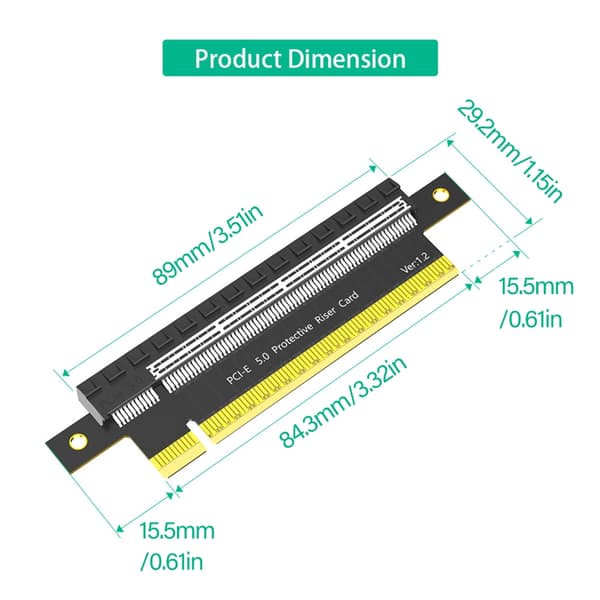Precise PCIE 5.0 X16 Stigande Skyddskort Pci express Effektiv Adapter