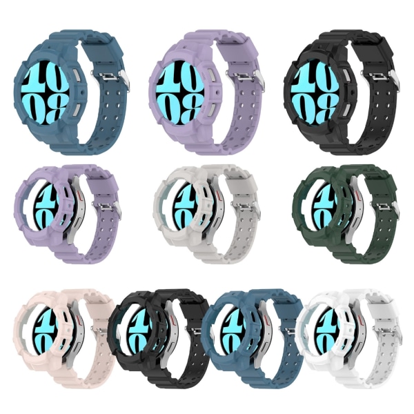 Silikonrem Vattentätt armband + case kompatibel för Watch 6 44 mm Smartwatch Fashionabla band anti-scratch Armband Purple