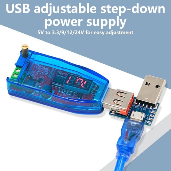 Bærbar DC Buck Boost Spændingskonverter USB Step Up Step Down Spændingsmodul Red digital display