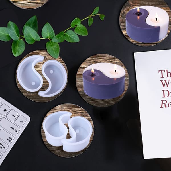 2 stk. Tai Chi Yin Yang lys silikoneforme DIY harpiksforme til lysfremstilling