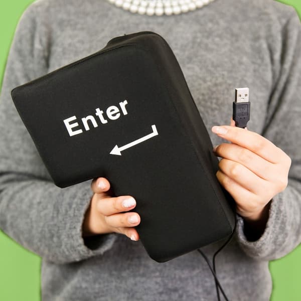 Stor Enter-tast Puteknapp USB Stor Enter Stressreduserende Pute Gaveleke