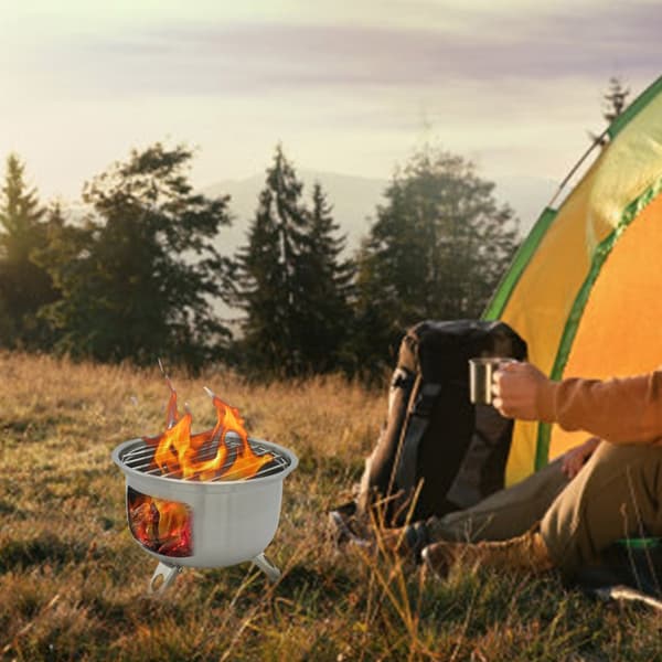 Bärbart Campingkök Rostfritt Stål Grill Backpacking Vedeldad Kamin