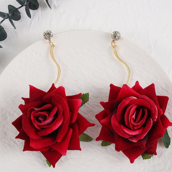 Nya Bohemia Romantisk DIY handgjorda ros konstgjorda blomörhängen för kvinnor tjejfest strandmode lyx smycken gåva