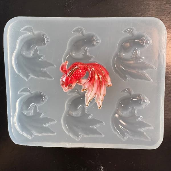 Fleksibel Silikone Guldfisk Resin Form til DIY Nøgleringe Mini Vedhæng Håndværk