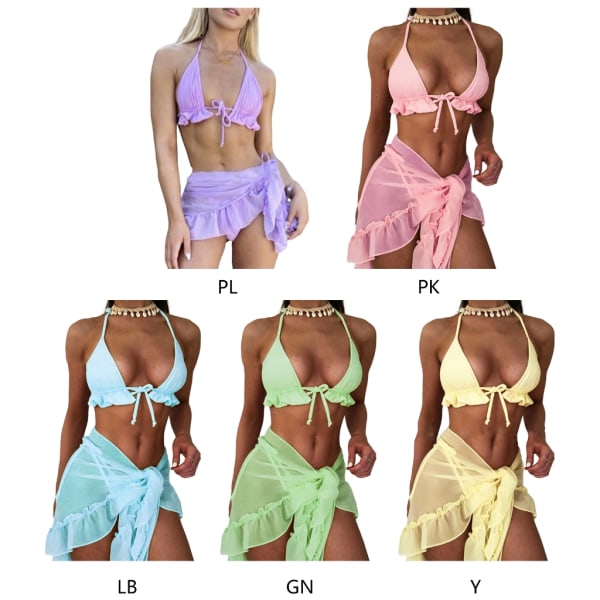 Kvinnor Bikinis Set Snörning Enfärgade badkläder Stringbaddräkter Sexiga små  bröst samlade baddräkt Omlott baddräkter Green M bd23 | Green | M | Fyndiq