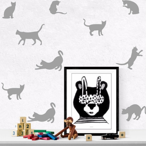 9 st avtagbar vinylkonst Gör-det-själv-citat Katter Väggdekal Väggdekor Hemrumsinredning Black