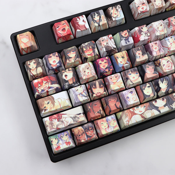 PBT Mekaniska tangentbord Tangentkapslar Ahegao Japanese Anime Dye Subb OEM 108 Keys Set