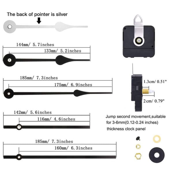 Hands Quartz DIY Väggklocka Rörelsemekanism Batteridriven DIY Reparationsdelar - Byte 5 stilar Enkel montering 31mm