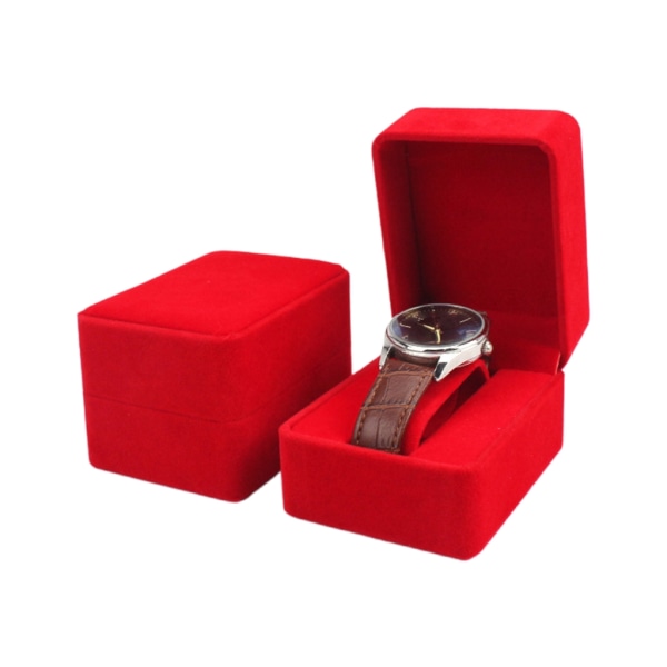 Klocklåda för watch Organizer Watch Väska Organizer Lätt att ta med sig Klocka Watch Smyckeskrin Sammet Red