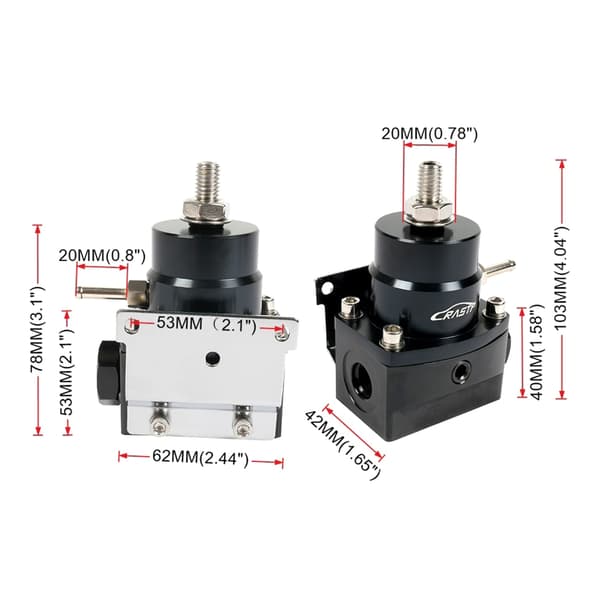 Universal drivstofftrykksregulator med måler AN6 drivstofftrykksregulatorsett