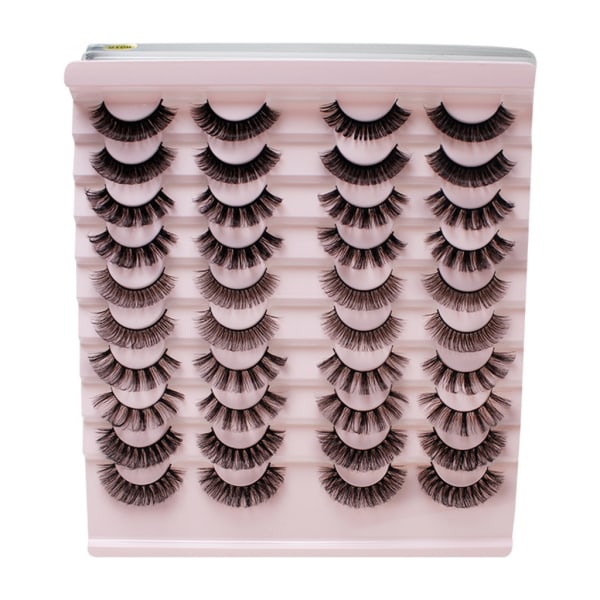 Fake Lashes Russian Strip Lashes D-Curly Natural Fluffy-Lashes Wispy Lösögonfransar 3D Effekt Faux Mink Fransar 20 Par H001