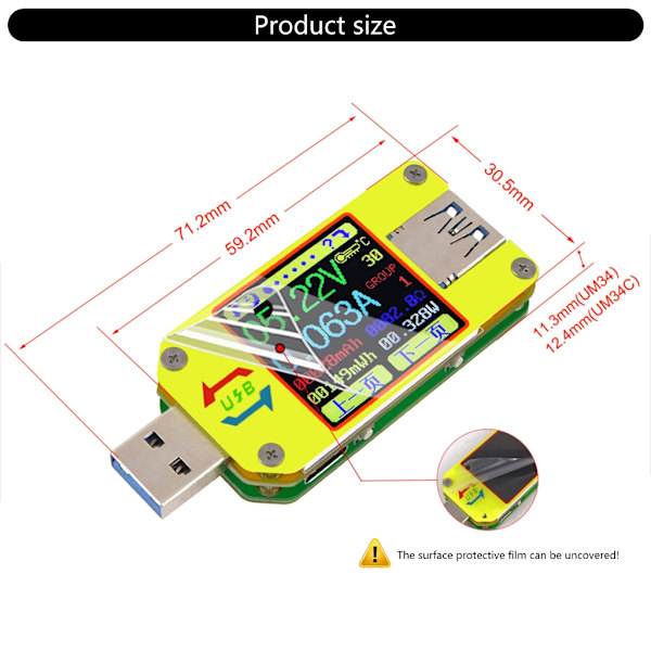 USB Tester 4-24V 4A Spændingstester Multimeter LCD Display Amperemeter USB Strøm