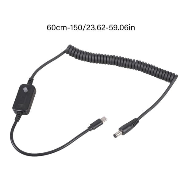 USB C till DC5.5x2.1mm Spiralströmkabel Justerbara Spänningar 5V till 20V