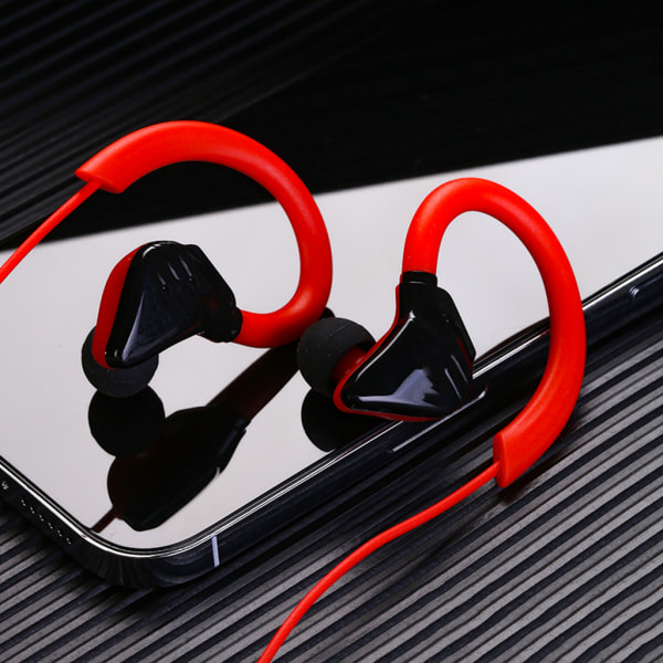 Sporthörlurar med MIC HIFI 3,5 mm In Ear-hörlurar Ear Hook Headset Brusreducerande hörlurar för olika för Smart P Red