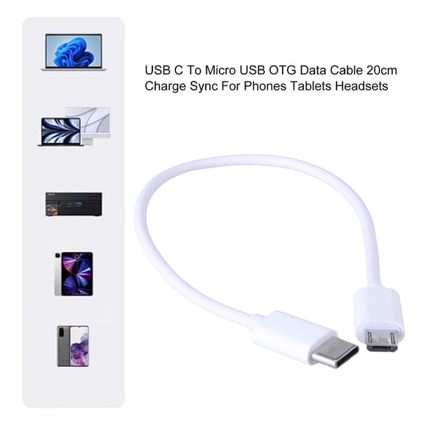 Pikalataus- ja datan synkronointi 20 cm:n tyypin C - USB-kaapeli laitteille