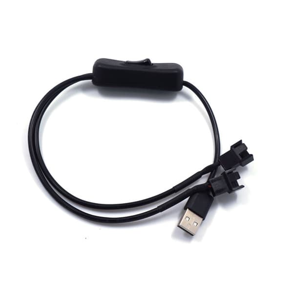 USB til 3 / 4-bens PWM 5V USB-kabel til blæserstrømadapter med tænd/sluk-kontakt