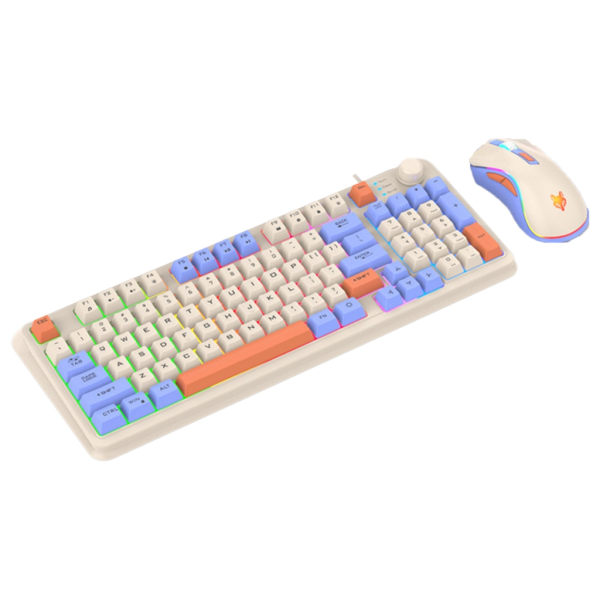 K820 94 Tasters Gaming Tastatur Mus Sæt RGB Baggrundsbelyst 3 Farvematch USB Tastatur 19 taster Punchless med Knap til at Justere lydstyrke