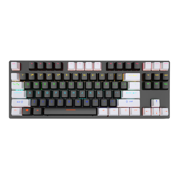 K550 Mekaniskt speltangentbord 87 nycklar RGB LED Rainbow Bakgrundsbelyst trådburet tangentbord för med gröna/röda switchar för Windows Gam Black and White Green