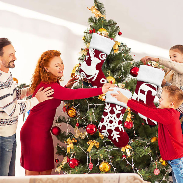 Nyår julstrumpa Xmas strumpor present godispåse för träd öppen spis null - Snowflake