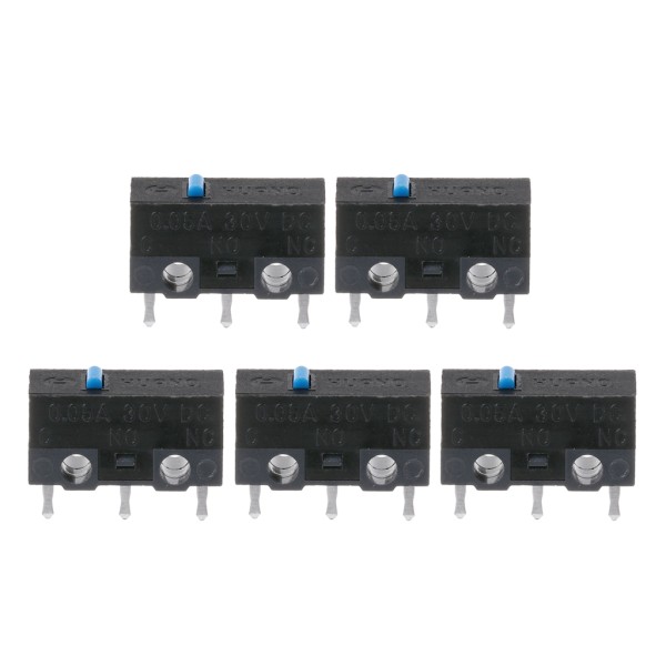 5 Styck Original HUANO Mus Micro Switch Mikroknapp Vit/Blå/Rosa/Gul punktomkopplare Blue