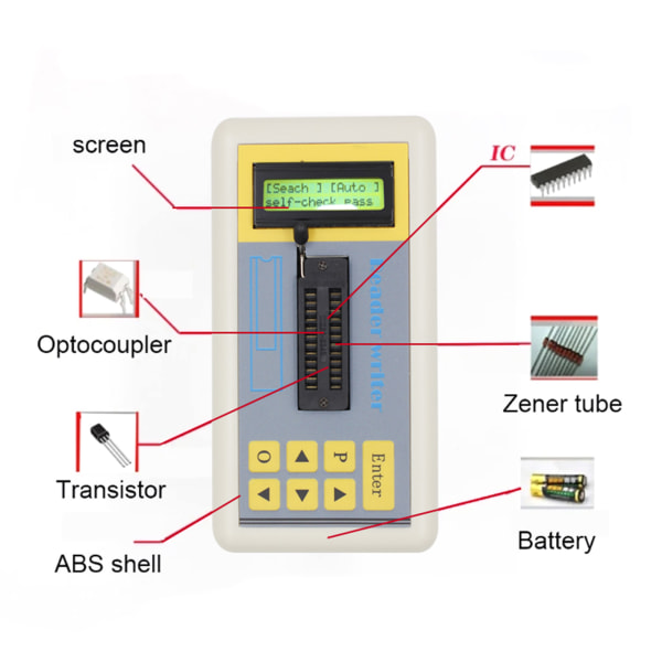 Multifunktionell Transistor Tester Integrerad krets IC Tester Mätare Underhållstest LCD Digital Display B