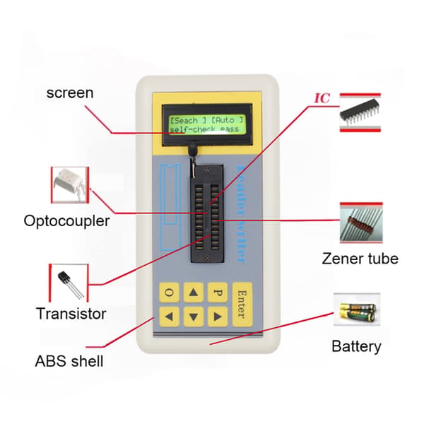 Multifunktionell Transistor Tester Integrerad krets IC Tester Mätare Underhållstest LCD Digital Display C