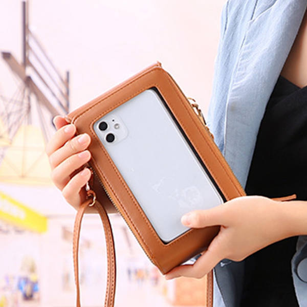 Kvinnor Liten Crossbody-väska Girl Touch-Screen Telefonväska Mini Messenger Bag med kreditkortsfack Enkel telefonväska Yellow