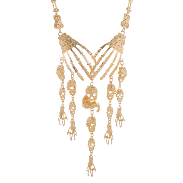 Överdriven Ghost Hand Multilayer Skull Halsband Tofs Charm Halsband Krage Mode Halloween smycken för kvinnor Tjej Black