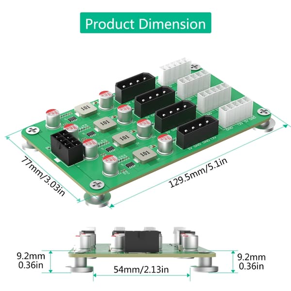 ATXs 6 8pin til 8-vejs 5V 12V spændingskort til computerforbindelse og adapter