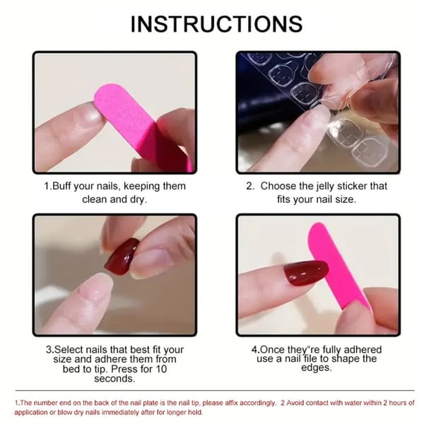 Press On Manicure Sæt Fransk Tip Gradient med 3D Blomst, 24 stk.