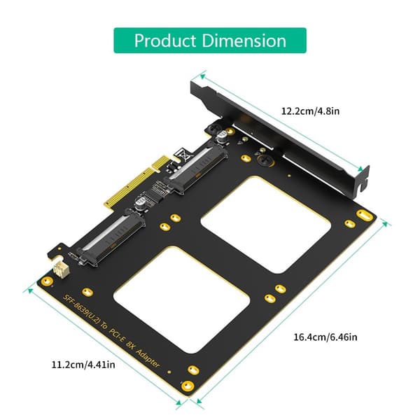 Dobbelt SFF 8639 Port Solid Disk Til PCIExpress 8X Slot Computer Adapter