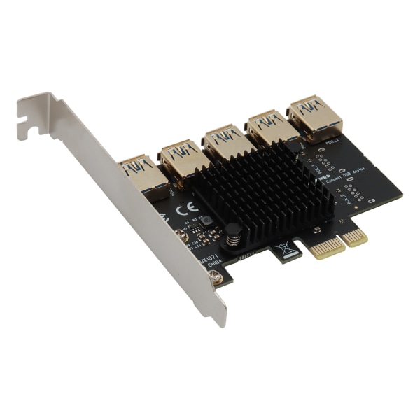 PCIe Converter PCI för Express Multiplier Riser Card PCI-E 1 till 5 External 16X Slot USB 3.0 Adapter Card för Bitcoin Min