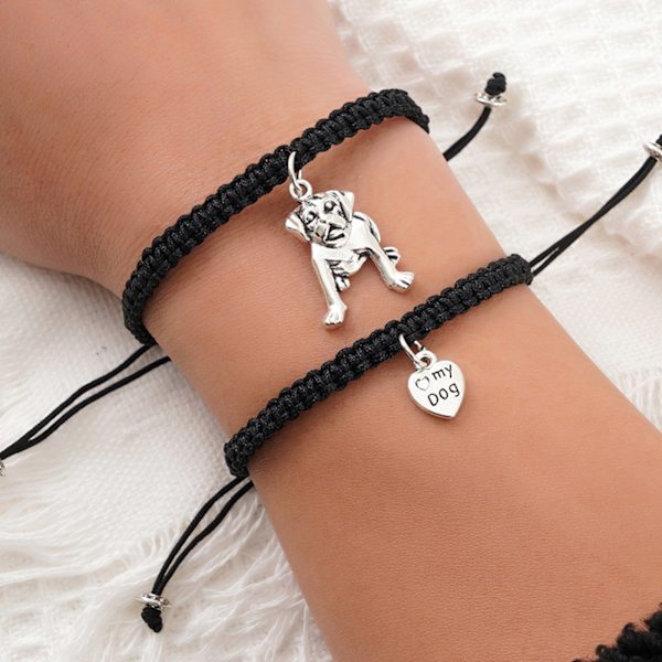 2st unisex handgjorda flätade rep Lucky Red String Armband Hund Charm Armband för familjen vänner Presenter till nyår null - Dalmatian