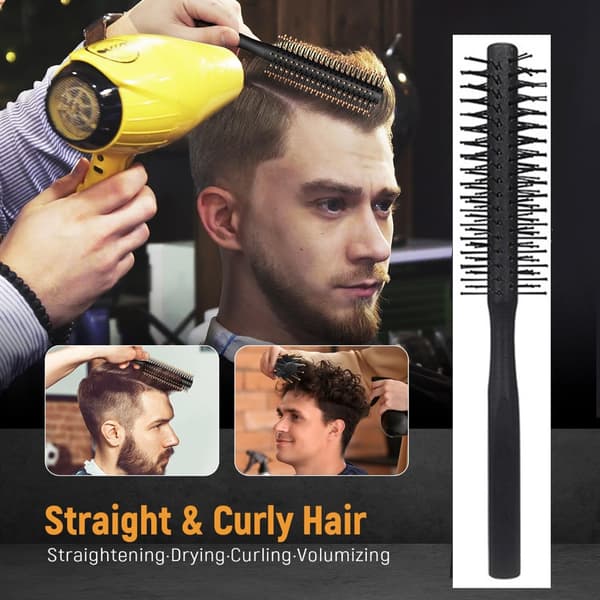 Hårbørste for menn, hårstyling kamsett Quiff rund hårbørste, bredtannkam