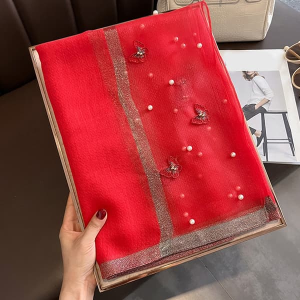 Fjärilsdesign Broderad Polyester Sjal Lätt Stola 8