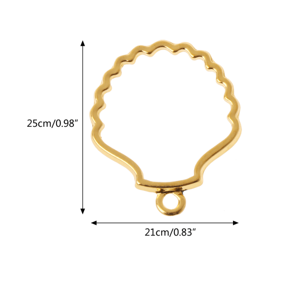 5 delar ihålig ram Bezel Berlock Hängen Cabochonsmycken Guld för Shell Form Berlock Foto Hållare DIY Smycken Halsband